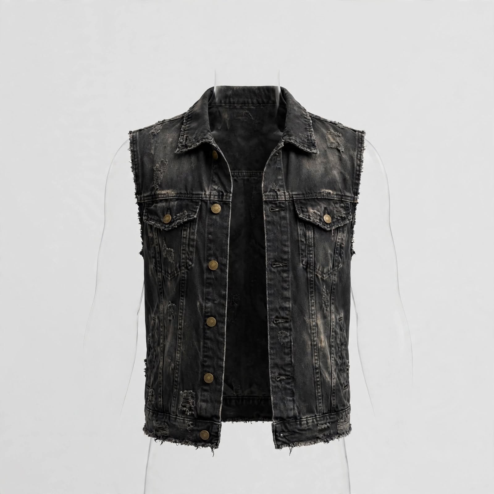 Distressed Denim Vest